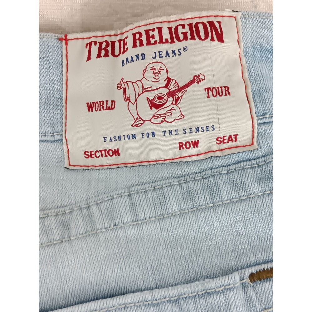 True Religion Ricky‎ Relaxed Straight Jeans Light Wash Distressed Men Size 34 - Picture 9 of 9
